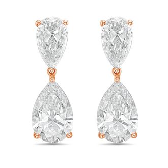 Diana M. Jewels 14KW RG 12.00 Ct TW of Lab grown pear shape diamond drop earrings