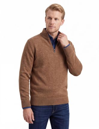 A Fish Named Fred A Fish Named Fred halfzip trui effen bruin slim fit