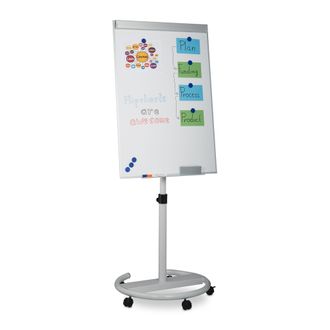 Relaxdays Rotafolios Con Ruedas, Pizarra Magn&eacute;tica M&oacute;vil, Altura Ajustable, Con Soporte Para Bolis, 100 X 70 Cm, Blanco - Relaxdays