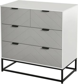 HOMCOM Homcom - C&oacute;moda De Noche Moderno Cajonera Con 4 Cajones Y Base Elevada Para Dormitorio Sal&oacute;n 80x40x79 Cm Blanco Y Gris