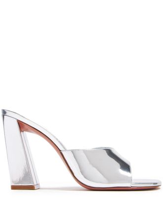 Amina Muaddi Mules Brigitte in pelle 95mm - Argento