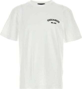 Dsquared2 Tops, Heren, Wit, M, Katoen, Wit Katoenen T-Shirt