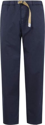 White Sand Katoenen twill broek met ge&iuml;ntegreerde riem - Heren - Straight fit broeken - Blauw - S - Katoen - Broeken