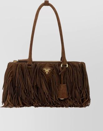Prada suede shoulder bag with fringe and handles