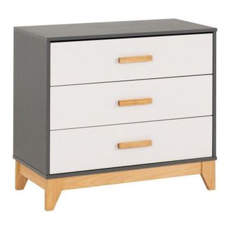 Seconique Seconique - Cleveland 3 Drawer Chest - L40 x W80 x H73 cm - White/Grey Metal Effect