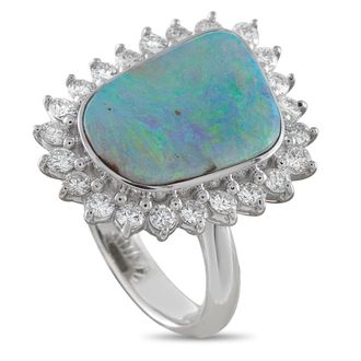 Luxury Bazaar Platinum 1.30 ct Diamond and 8.79 ct Opal Ring MF10-052126
