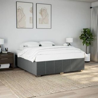 vidaXL Cama Sin Colch&oacute;n Tela Gris Oscuro 200x200 Cm Vidaxl