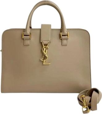 Saint Laurent Pre-owned Handbags, female, Beige, Size: ONE SIZE Pre-owned Vintage Leather Handbag