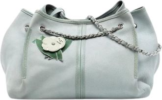 Chanel Pre-owned Shoulder Bags, female, Green, Size: ONE SIZE Pre-owned Vintage Woven Chain Tote