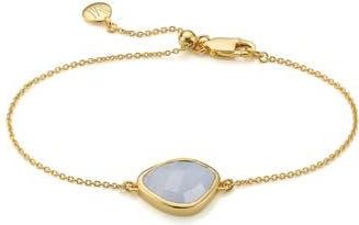 Monica Vinader 18K Gold Vermeil Siren Blue Lace Agate Nugget Bracelet in Gp at Nordstrom Rack