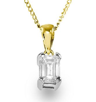 The Diamond Store Alice Emerald Cut 18K Gold Diamond Pendant Necklace 0.25CT G/VS
