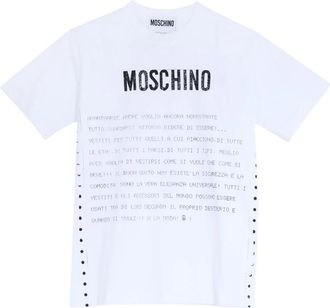Moschino Witte Katoenen T-shirt met Logo Print - Heren - T-shirts - Wit - L - Katoen - Tops
