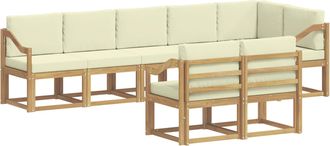 vidaXL Conjunto De Sof&aacute;s De Exterior 8 Uds. Blanco Y Crema Poli&eacute;ster Vidaxl