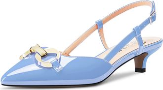 Castamere Women Girl Stiletto Low Kitten Heel 3.5 CM Heels Pumps Court Shoe Slingback Slip-on Buckle Wedding Party Office Sexy 3.5 CM Heels Blue C 6.5 UK