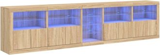 vidaXL Vidaxl - Aparador con luces led roble Sonoma 283x37x67 cm