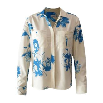 Calvin Klein Overhemden, Dames, Beige, S, Katoen, Pocket Blouse Lange Mouw