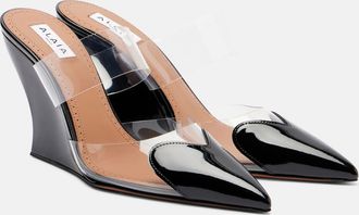 Alaia Ala&iuml;a Le Coeur 90 PU and leather wedge mules
