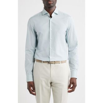 BOSS Hank Kent Slim Fit Cotton Dress Shirt in Open Green at Nordstrom, Size 15.5 - R