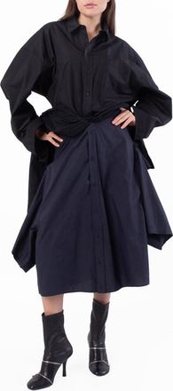 Balenciaga Black Cotton Maxi Patched Shirt Dress, Brand Size 1 (Small)