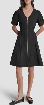 DKNY Poplin Fit & Flare Dress in Black at Nordstrom, Size 10