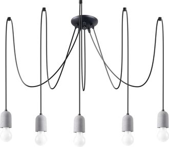 Sollux Lighting L&aacute;mpara de ara&ntilde;a gris negro pvc, concreto alt. 190 cm