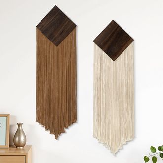 OEM Juego De 2 Tapices De Pared De Macram&eacute; Bohemio, Tapiz Geom&eacute;trico, Borlas Elegantes, Tapices Tejidos, Decoraci&oacute;n De Pared Bohemia, Decoraci&oacute;n Del Hogar