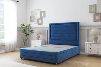 Sloomy Ashford Plush Divan Base 2 Drawers - 54 Headboard & 12 Footboard in Blue | Size: Small Single