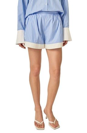 English Factory Stripe Boyfriend Shorts in Blue/White Stripe at Nordstrom, Size X-Large