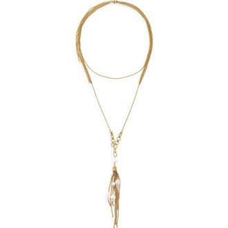 Petit Moments Dune Faux Pearl Layered Necklace in Gold at Nordstrom