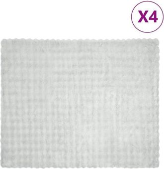 vidaXL Faux Rabbit Fur Blanket 4 pcs Grey 130 x 150 cm Polyester vidaXL