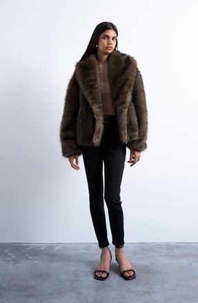 Topshop Boxy Faux Fur Coat in Mink at Nordstrom Rack, Size Medium