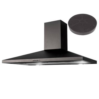 Sia 100cm Black Chimney Cooker Hood Kitchen Extractor with Carbon Filter