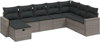 vidaXL Vidaxl - Set De Sof&aacute;s De Jard&iacute;n 8 Pzas Y Cojines Rat&aacute;n Sint&eacute;tico Gris