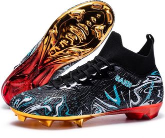 Generic Eestfy Men & Women FG Soccer Boots High-Top Anti-Slip Studs Professional Training for Firm Ground Matches Multi-Color Full Size Range Available,Black 