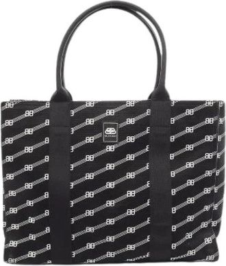 Balenciaga Pre-owned BB Monogram Canvas Tote Bag - Dames - Vintage Shopper - Zwart - ONE Size - Vintage