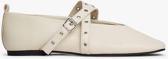 Tommy Hilfiger Womens Tommy Jeans Leather Mary Jane Flat - Beige - US 6.5 / EU 37