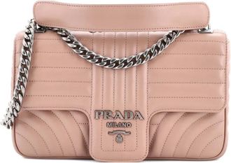 Prada Chain Flap Shoulder Bag Diagramme Quilted Leather Medium crossbody bag - Beige