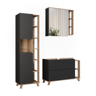 Vicco Conjunto De Muebles De Ba&ntilde;o Karen, Sonoma/antracita, 3 Partes