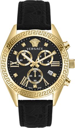 Versace Greca Chrono Leather Watch