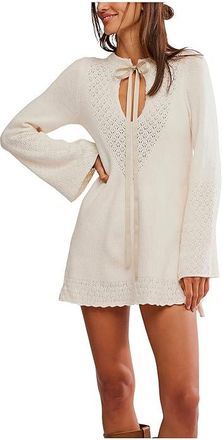 Free People Dr to Dress Womens Dress Ivory : LG (Womens 12), Acrylic/Cotton/Elastane