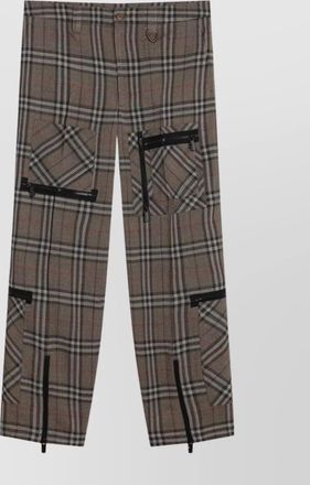 Burberry silk blend cargo pants with check pattern