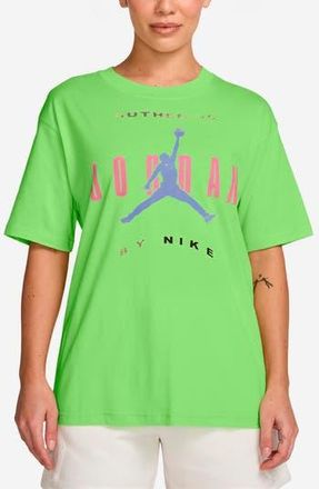 Nike Jordan Flight Relaxed Fit Cotton Graphic T-Shirt in Key Lime/Digital Pink/Blue at Nordstrom Rack, Size X-Small