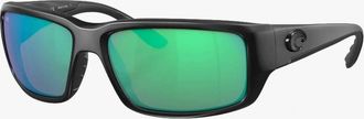 Costa Mens Fantail Sunglasses In Matte Black Frame, Green Mirror Lenses, 59Mm