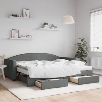 vidaXL Vidaxl - Sof&aacute; Cama Nido Con Cajones Tela Gris Oscuro 90x200 Cm