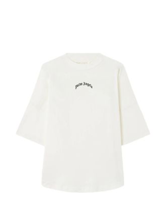 Palm Angels White Curved Logo Over Boxy Tee