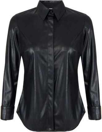 Elisabetta Franchi Shirt met lederlook - Dames - Overhemden - Zwart - L - Leer - Overhemden