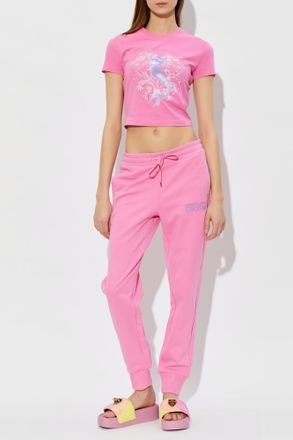 Versace Jeans Couture T-shirt With Print And Shimmering Sequins, Womens, Pink