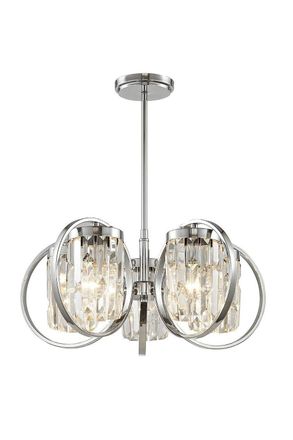 Netlighting Talin 5 Light SemiFlush Chrome Ceiling Fitting in Grey