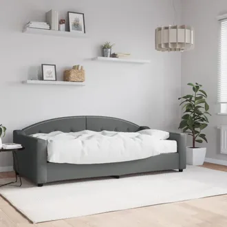 vidaXL Sof&aacute; Cama Con Colch&oacute;n Tela Gris Oscuro 90x190 Cm Vidaxl