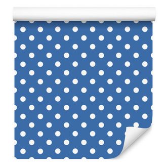 OEM Carta Da Parati A Pois Blu, Dettagli Raffinati Per Soggiorno E Camera Da Letto, 50x1000 Cm